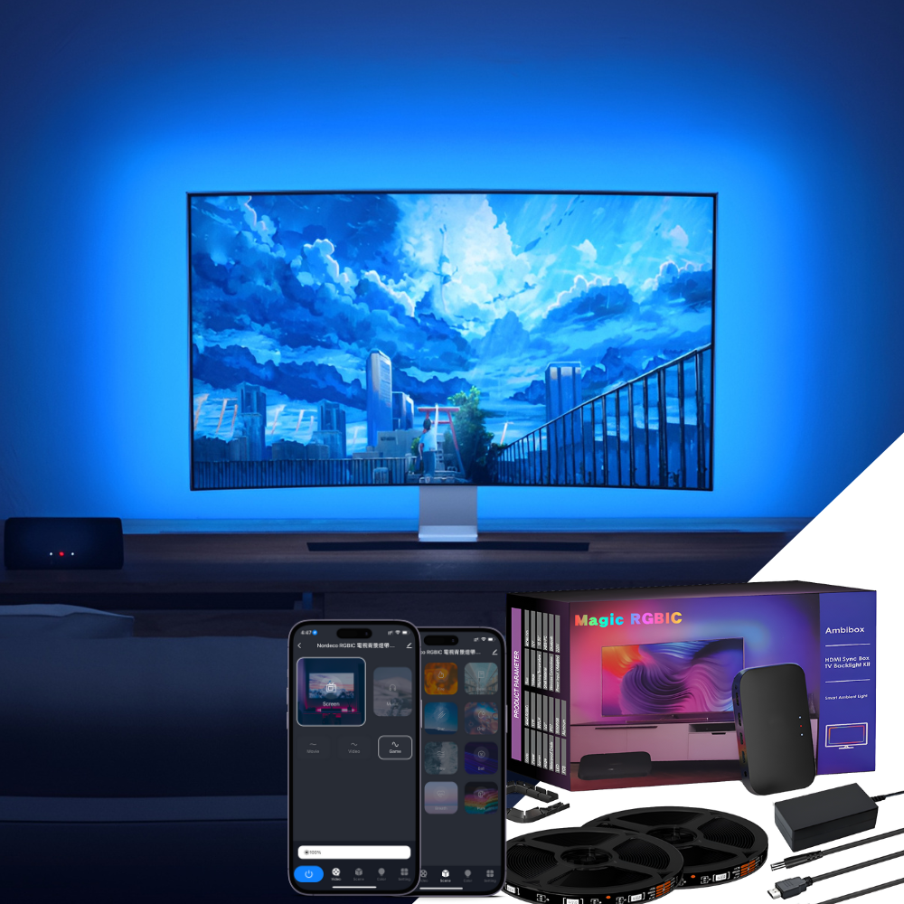 Nordeco RGBIC 電視背光燈帶（光色同步HDMI版本）55－65吋