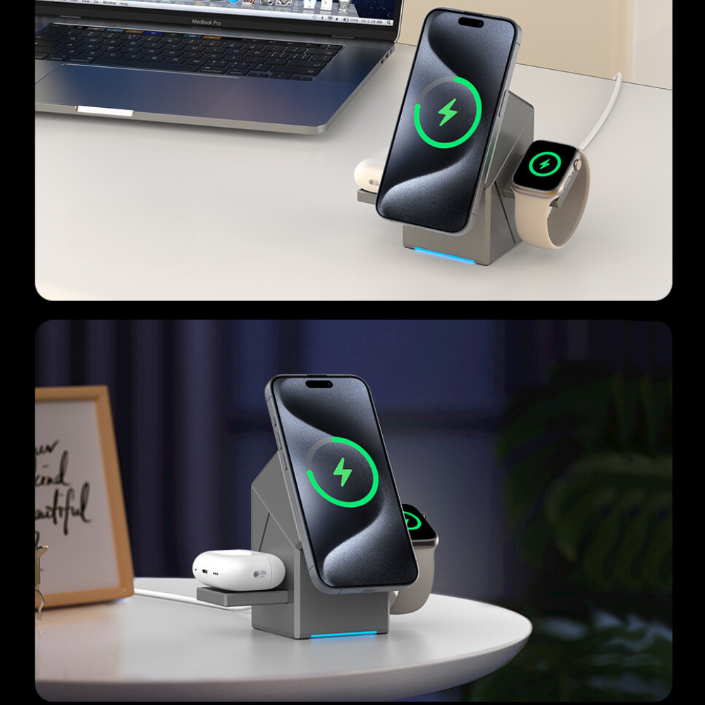 Qi2三合一無線充電器