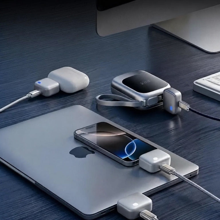 Type-C 滿電自動斷電器桌面充電情境圖