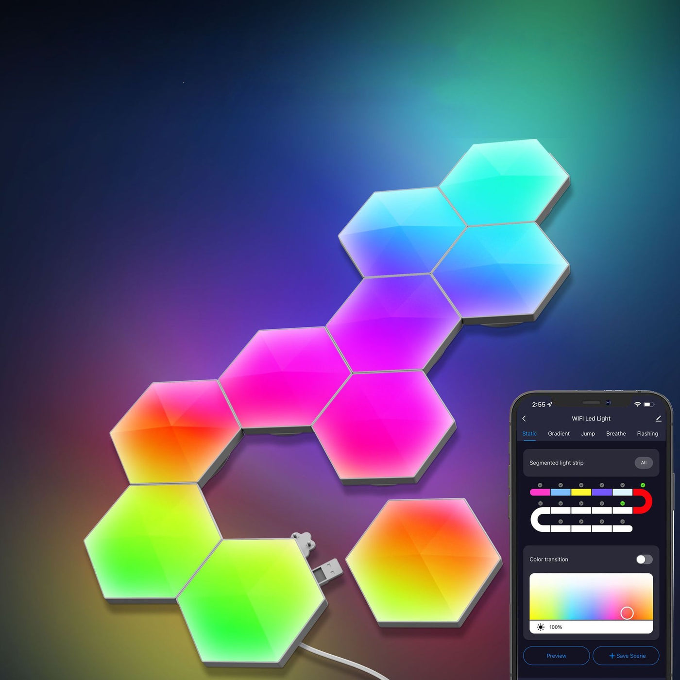 Nordeco Symphony Honeycomb Hexagonal Lamp | WiFi Smart Type