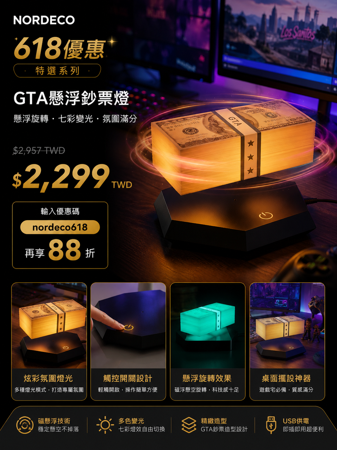 GTA 懸浮鈔票燈